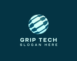 Circuit Tech Sphere Globe logo design