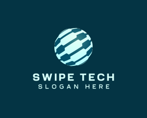 Circuit Tech Sphere Globe logo design