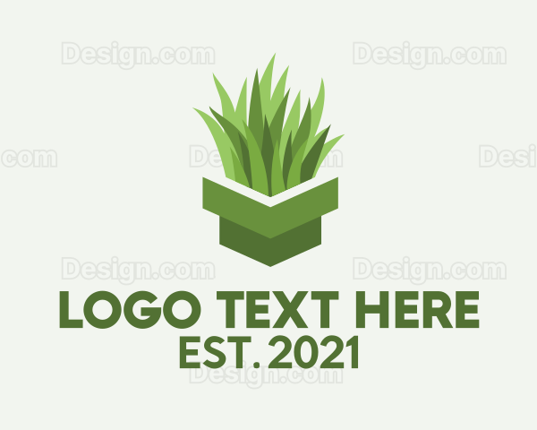 3D Grass Pot Logo