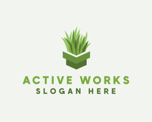 Plant Grass Pot logo design