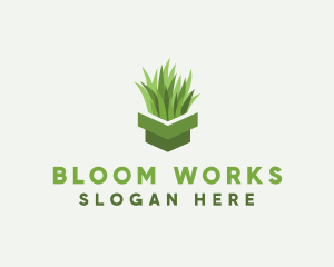 Plant Grass Pot logo design