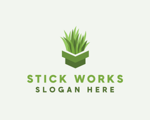 Plant Grass Pot logo design