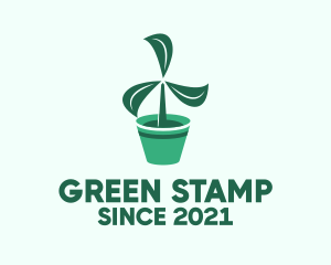 Green Propeller Plant  logo design