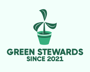 Green Propeller Plant  logo design