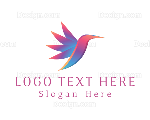 Gradient Flying Hummingbird Logo