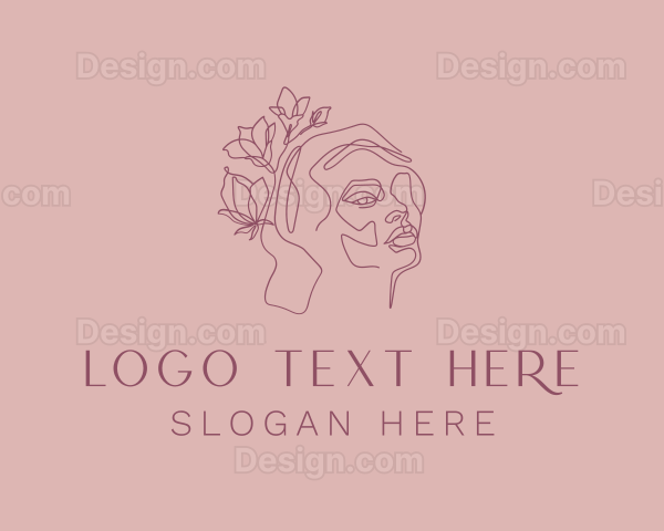 Feminine Floral Female Face Logo