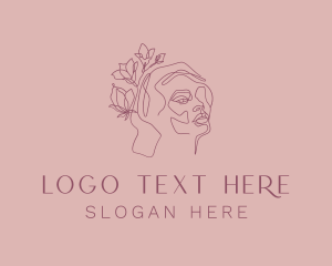 Feminine Floral Female Face logo