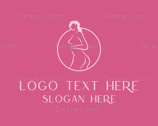 Pink Sexy Nude Woman Logo