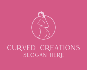 Pink Sexy Nude Woman logo design