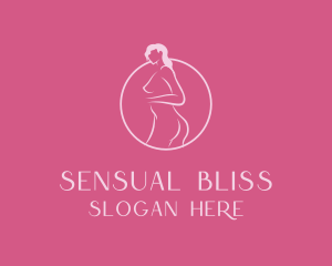 Pink Sexy Nude Woman logo design