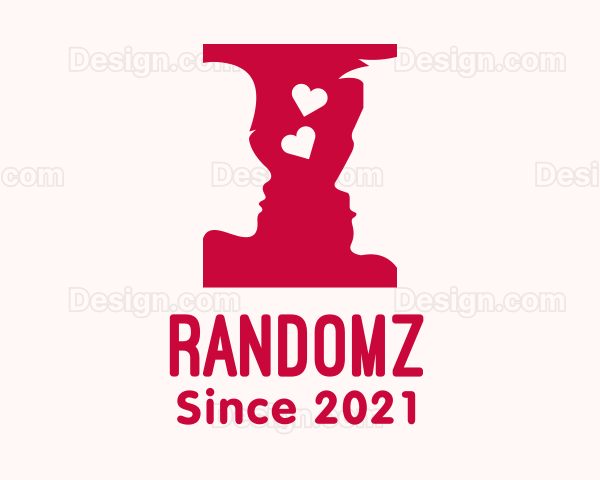 Red Couple Heart Silhouette Logo