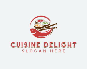 Fish Sushi Dining logo design