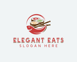 Fish Sushi Dining logo design