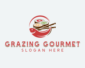 Fish Sushi Dining logo design