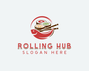 Fish Sushi Dining logo design