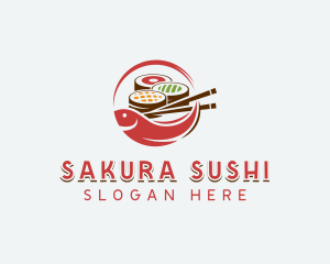 Fish Sushi Dining logo design