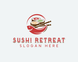 Fish Sushi Dining logo design