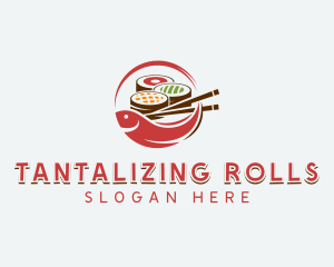 Fish Sushi Dining logo design