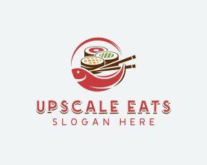 Fish Sushi Dining logo design