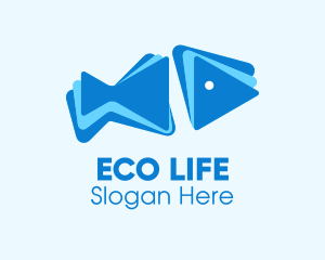 Blue Geometric Fish logo design