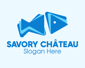 Blue Geometric Fish logo design