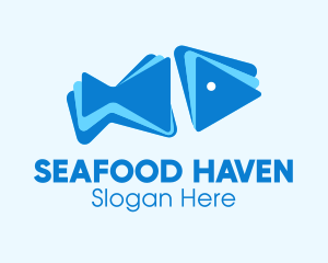 Blue Geometric Fish logo design