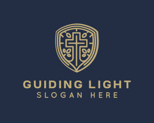 Shield Cross Preaching logo design