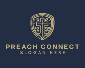 Shield Cross Preaching logo design