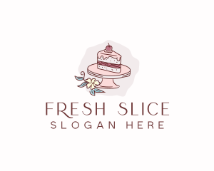 Cherry Cake Dessert logo design