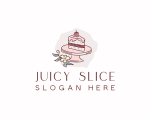 Cherry Cake Dessert logo design