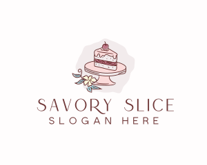 Cherry Cake Dessert logo design