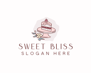 Cherry Cake Dessert logo design