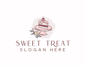 Cherry Cake Dessert logo design