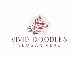 Cherry Cake Dessert logo design