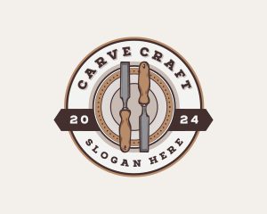 Chisel Wood Carving Tool logo design