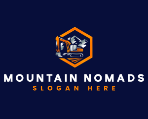 Excavator Mountain Construction logo design