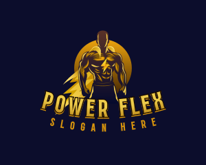 Lightning Superhero Muscular logo design