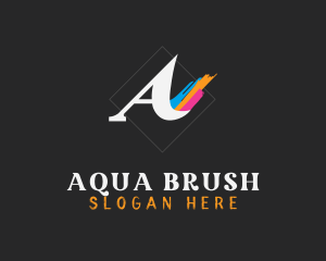 Paint Brush Color Letter A logo design