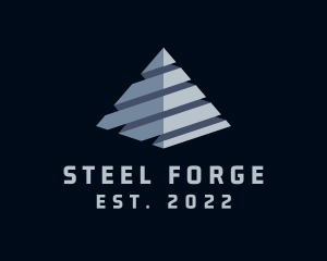 Metallic Steel Pyramid logo design