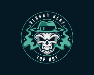 Smoking Skull Hat logo design