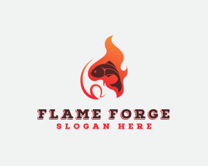 Fish Flame Grill logo design