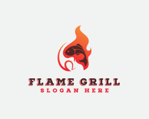 Fish Flame Grill logo design