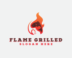 Fish Flame Grill logo design