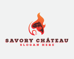 Fish Flame Grill logo design