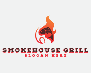 Fish Flame Grill logo design