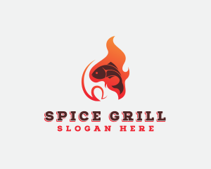 Fish Flame Grill logo design