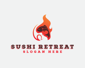 Fish Flame Grill logo design