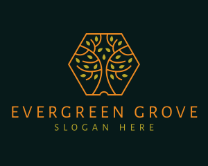 Gold Forest Tree logo design