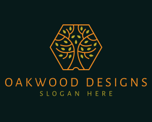 Gold Forest Tree logo design