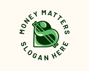 Dollar Currency Heart logo design